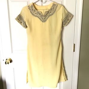 Yellow Silk Indian Dress